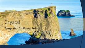  Presentation with volcanic rock - Presentation design with travel-to-the-fabulous-island background and a yellow colored foreground