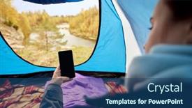  Presentation with camping - Theme having travel-tourism-and-camping-concept background and a  colored foreground