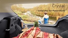  Presentation with camping - Presentation theme enhanced with travel-tourism-and-camping-concept background and a yellow colored foreground