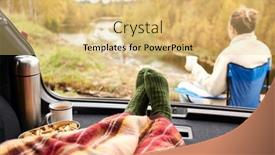  Presentation with camping - Presentation design with travel-tourism-and-camping-concept background and a yellow colored foreground