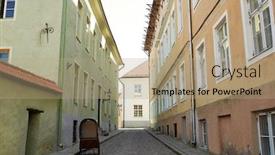  Presentation with architecture city - Colorful PPT theme enhanced with travel-tourism-and-european-architecture backdrop and a coral colored foreground