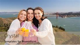  Presentation with travel friends - Presentation theme with travel-tourism-and-friendship-concept background and a lemonade colored foreground