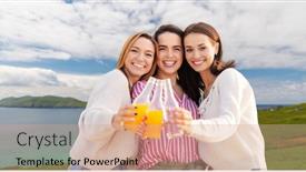 Presentation with travel friends - Amazing presentation having travel-tourism-and-friendship-concept backdrop and a coral colored foreground