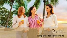  Presentation with polynesia - Beautiful presentation design featuring travel-tourism-and-friendship-concept backdrop and a coral colored foreground