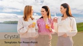  Presentation with travel friends - Audience pleasing presentation theme consisting of travel-tourism-and-friendship-concept backdrop and a coral colored foreground