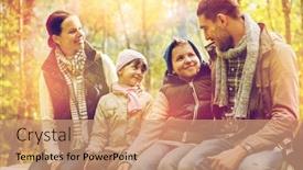  Presentation with family tourism - Slide deck enhanced with sitting on bench and talking background and a coral colored foreground