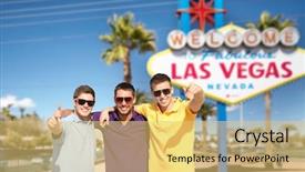  Presentation with travel friends - Slide set enhanced with travel tourism and male friendship background and a yellow colored foreground