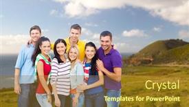  Presentation with travel friends - Beautiful slide deck featuring travel-tourism-and-people-concept backdrop and a tawny brown colored foreground