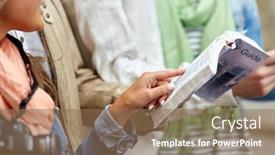  Presentation with travel friends - Beautiful theme featuring travel-tourism-and-people-concept backdrop and a coral colored foreground