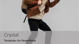  Presentation with young happy people smiling - Beautiful PPT theme featuring travel-tourism-and-people-concept backdrop and a light gray colored foreground