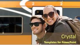  Presentation with train railway - Presentation having travel-tourism-and-people-concept background and a tawny brown colored foreground