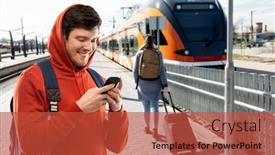  Presentation with train railway - Amazing theme having travel-tourism-and-people-concept backdrop and a red colored foreground