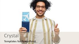  Presentation with passport travel - PPT theme having travel-tourism-and-people-concept background and a soft green colored foreground