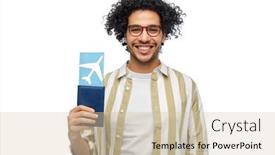  Presentation with passport travel - Theme enhanced with travel-tourism-and-people-concept background and a soft green colored foreground