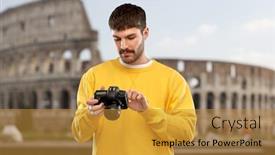  Presentation with rome italy - PPT layouts having travel-tourism-and-photography-concept background and a gold colored foreground