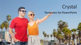  Presentation with tourism - Presentation theme consisting of travel tourism and summer holidays background and a light blue colored foreground