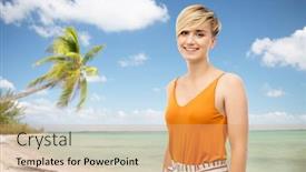  Presentation with summer trees - Amazing PPT theme having tropical beach with palm tree backdrop and a coral colored foreground