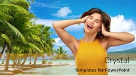  Presentation with polynesia - Presentation design with travel-tourism-and-summer-vacation background and a gold colored foreground