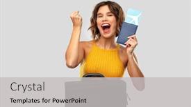  Presentation with fist pump - Beautiful presentation design featuring travel-tourism-and-vacation-concept backdrop and a light gray colored foreground