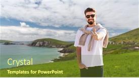  Presentation with tourism - Beautiful PPT theme featuring travel-tourism-and-vacation-concept backdrop and a tawny brown colored foreground