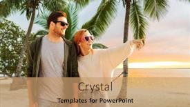  Presentation with polynesia - Audience pleasing presentation design consisting of travel-tourism-and-vacation-concept backdrop and a coral colored foreground