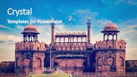  Presentation with vintage world travel - Audience pleasing PPT theme consisting of travel tourism background - red fort backdrop and a teal colored foreground