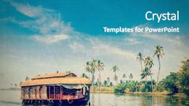  Presentation with tourism india - Audience pleasing presentation design consisting of travel tourism kerala background - houseboat backdrop and a teal colored foreground