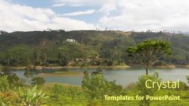  Presentation with nature river - Slide deck consisting of travel tourism nature and landscape concept - view to lake or river from land hills on sri lanka background and a tawny brown colored foreground