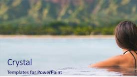  Presentation with luxury resort nature - Cool new slides with travel tourist relaxing in infinity backdrop and a sky blue colored foreground