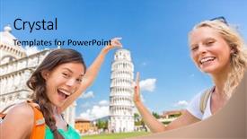  Presentation with travel friends - PPT layouts with travel tourists friends selfie background and a teal colored foreground