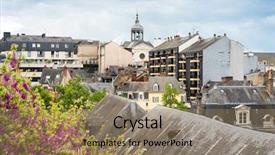  Presentation with buildings - Beautiful slides featuring travel town - view of buildings around le backdrop and a coral colored foreground