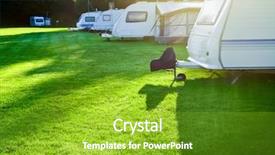  Presentation with camping - Cool new presentation design with travel trailer camping backdrop and a tawny brown colored foreground