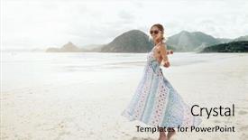  Presentation with ethnic - Theme enhanced with travel tropical - woman wearing ethnic flying dress background and a lemonade colored foreground