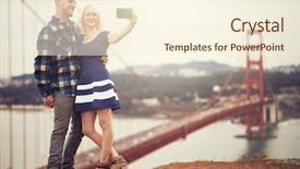  Presentation with golden ration - Cool new PPT theme with travel usa - couple in taking selfie backdrop and a cream colored foreground