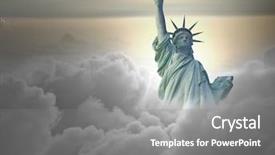  Presentation with liberty - Theme consisting of travel usa - statue of liberty above background and a gray colored foreground