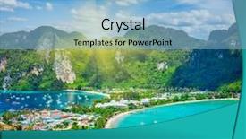  Presentation with resorts - Audience pleasing PPT theme consisting of travel vacation background - tropical island backdrop and a light blue colored foreground