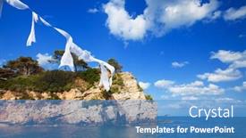  Presentation with travel - Presentation theme with travel-vacation-concept-agios-sostis background and a teal colored foreground