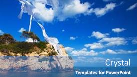  Presentation with vacation - Slides having travel-vacation-concept-agios-sostis background and a teal colored foreground