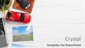  Presentation with passport travel - Colorful presentation design enhanced with travel-vacation-concept-with-camera backdrop and a white colored foreground