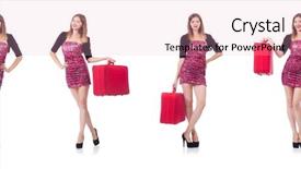  Presentation with luggage - Colorful PPT theme enhanced with travel vacation concept with luggage backdrop and a  colored foreground