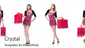  Presentation with luggage - Slide set having travel vacation concept with luggage background and a  colored foreground