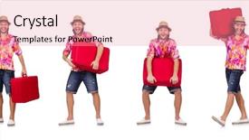  Presentation with luggage - Audience pleasing theme consisting of travel vacation concept with luggage backdrop and a  colored foreground