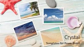  Presentation with vacation - Slides having travel vacation concept with seashells background and a lemonade colored foreground