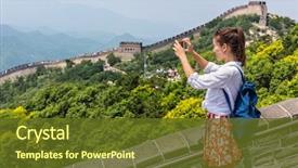  Presentation with china travel - Slide deck enhanced with travel vacation holidays at chinese background and a tawny brown colored foreground