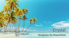  Presentation with cruise ship - Slides with travel-vacation-perfect-iconic-beach background and a light blue colored foreground