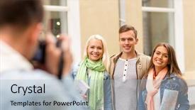  Presentation with city map - Amazing PPT layouts having memory book woman taking - travel vacation technology and friendship backdrop and a light blue colored foreground