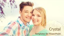  Presentation with travel japan - Audience pleasing slide deck consisting of travel vacation technology people and love concept - smiling couple taking selfie with camera or smartphone over japan mountains background backdrop and a cream colored foreground