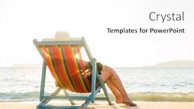  Presentation with vacation - Colorful PPT theme enhanced with travel-vacation-woman-relaxing backdrop and a white colored foreground