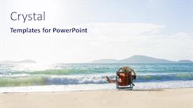  Presentation with lounge - Theme consisting of travel-vacation-woman-relaxing background and a sky blue colored foreground