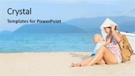  Presentation with mother baby - PPT theme with travel vietnam - baby and mother outdoor portrait background and a light blue colored foreground